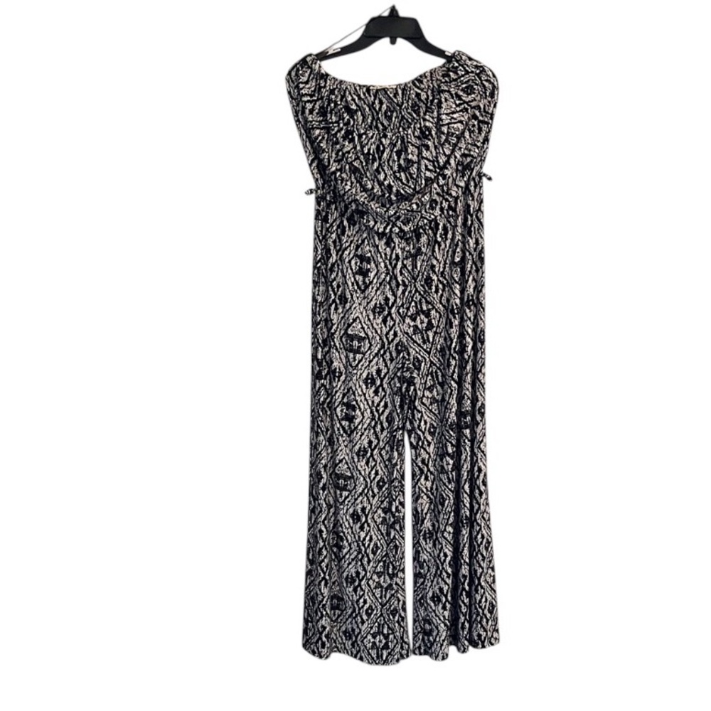 Sandiva Black White Geo Patterned Strapless Romper Jumpsuit Size L